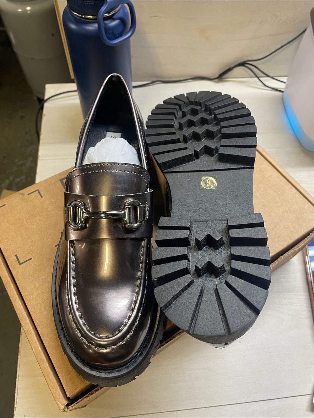 Steve Madden Metallic Brown Patent Penny Loafers #616